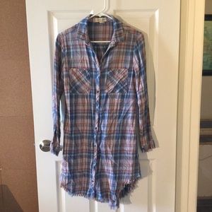 Plaid flannel dress/duster/cardigan